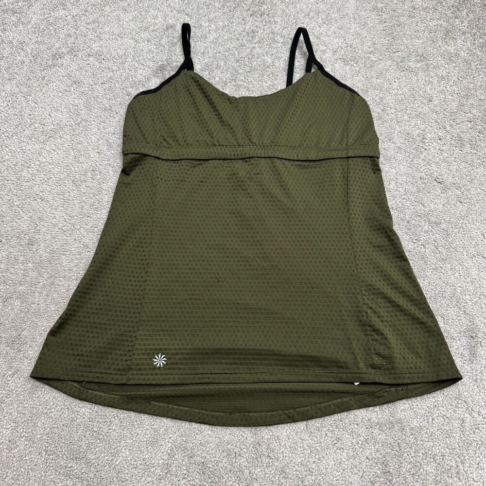 Athleta Cami Tank Top Women XL Green Strappy Open Cage Back Soft Stretch Active
